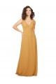 Fábrica de Buraco da fechadura Chiffon Decote V Comprimento Chão Sem Mangas Linha A Vestidos de Madrinha