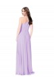 Fábrica de Chiffon Decote V Comprimento Chão Sem Mangas Açafrão Vestidos de Madrinha