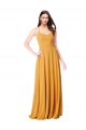 Fábrica de Chiffon Decote V Comprimento Chão Sem Mangas Açafrão Vestidos de Madrinha