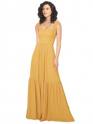 Fábrica de Chiffon Decote Quadrado Comprimento Chão Sem Mangas Longo Vestidos de Madrinha