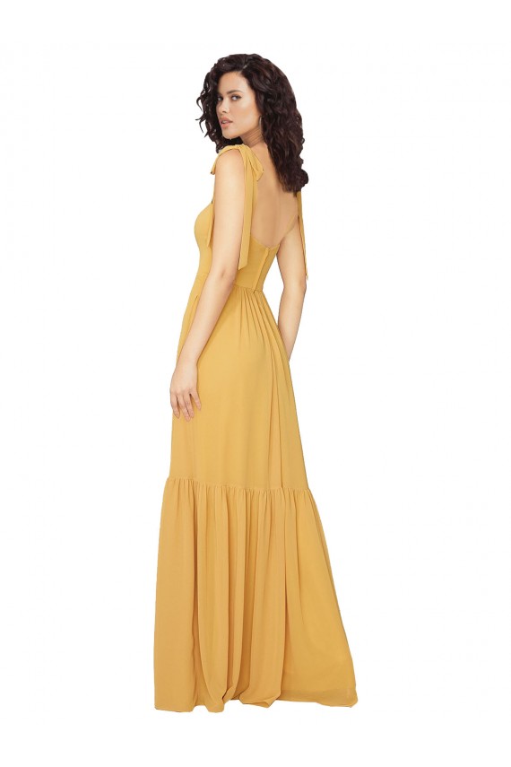 Fábrica de Chiffon Decote Quadrado Comprimento Chão Sem Mangas Longo Vestidos de Madrinha