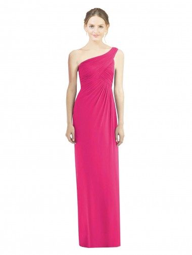 Fábrica de Chiffon Um Ombro Comprimento Chão Sem Mangas Bainha Vestidos de Madrinha