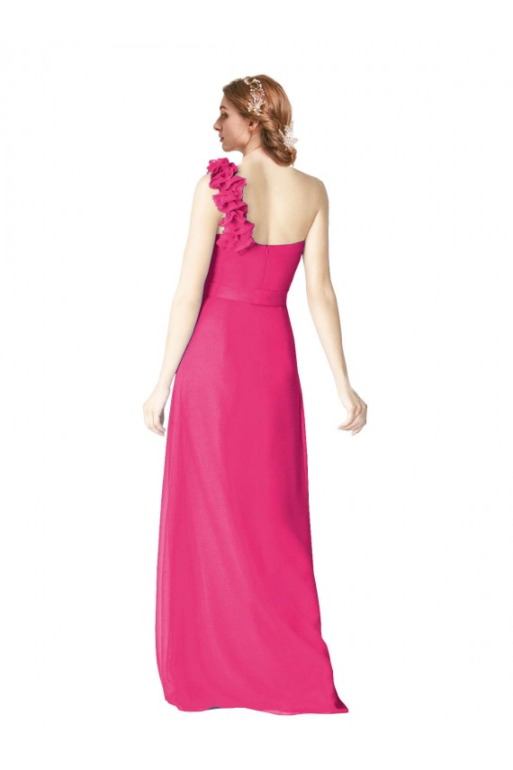 Fábrica de Chiffon Um Ombro Comprimento Chão Sem Mangas Azaléia Vestidos de Madrinha