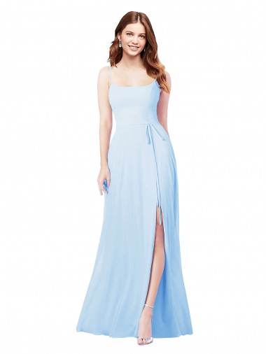 Fábrica de Chiffon Alças finas Comprimento Chão Sem Mangas Bainha Longo Vestidos de Madrinha