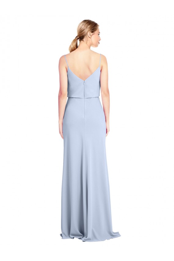 Fábrica de Costas em V Crepe Esticado Decote Capuz Comprimento Chão Sem Mangas Vestidos de Madrinha / Vestidos de Noite / Vestidos de Festa