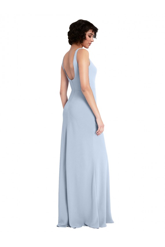 Fábrica de Crepe Esticado Decote Quadrado Comprimento Chão Sem Mangas Longo Vestidos de Madrinha / Vestidos de Festa