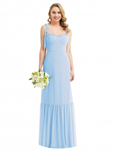 Fábrica de Chiffon Alças finas Comprimento Chão Sem Mangas Vestido de Madrinha