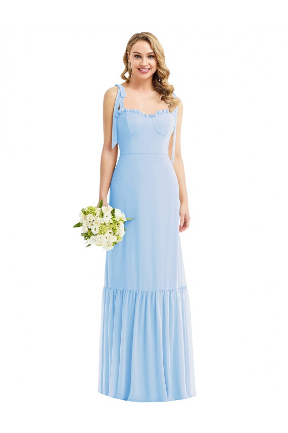 Fábrica de Chiffon Alças finas Comprimento Chão Sem Mangas Vestido de Madrinha