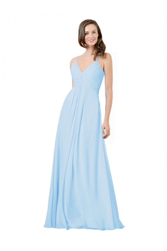 Fábrica de Buraco da fechadura Chiffon Alças finas Comprimento Chão Sem Mangas Vestido de Madrinha