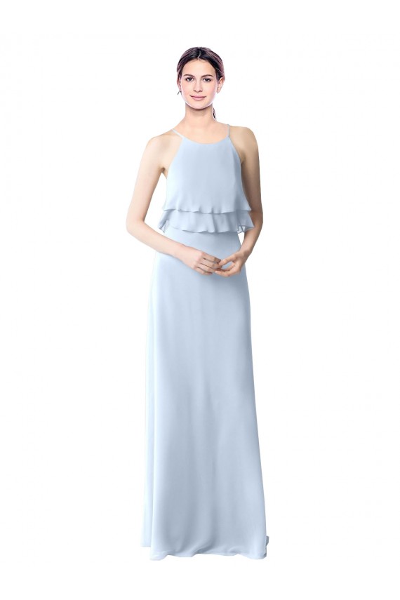 Fábrica de Chiffon Cabeçada Comprimento Chão Sem Mangas Longo Vestidos de Festa