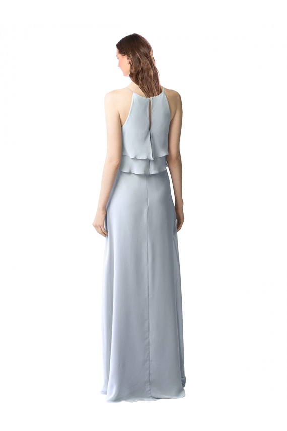 Fábrica de Chiffon Cabeçada Comprimento Chão Sem Mangas Longo Vestidos de Festa