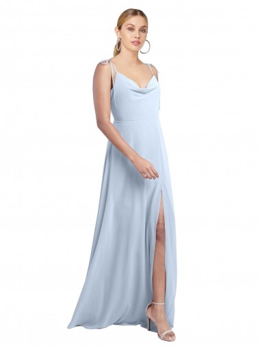 Fábrica de Costas em V Chiffon Alças finas Comprimento Chão Sem Mangas Vestido de Madrinha