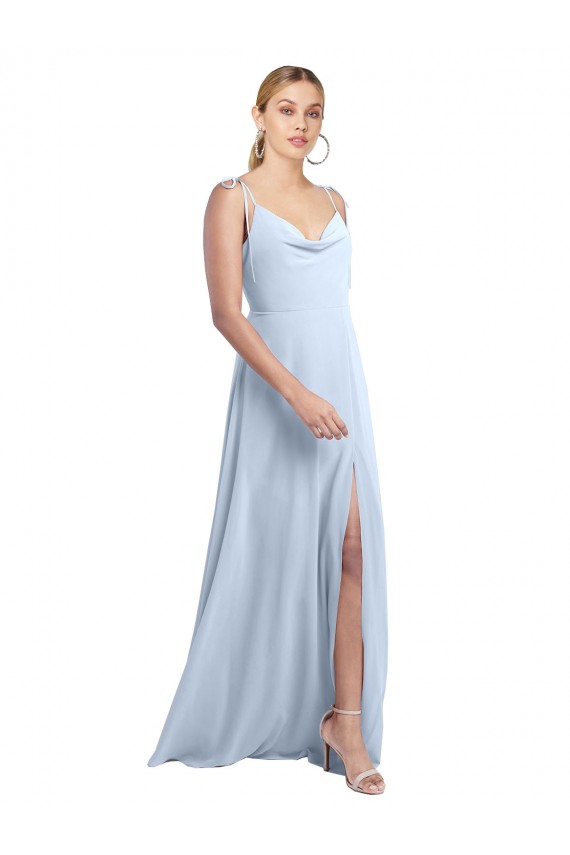 Fábrica de Costas em V Chiffon Alças finas Comprimento Chão Sem Mangas Vestido de Madrinha