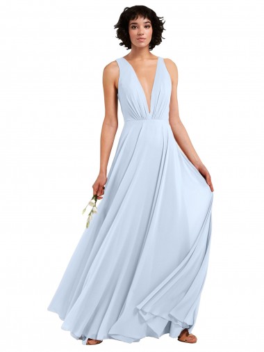 Fábrica de Chiffon Decote V Comprimento Chão Sem Mangas Longo Vestidos de Madrinha / Vestidos Formais
