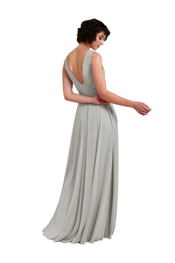 Fábrica de Chiffon Decote V Comprimento Chão Sem Mangas Longo Vestidos de Madrinha / Vestidos Formais