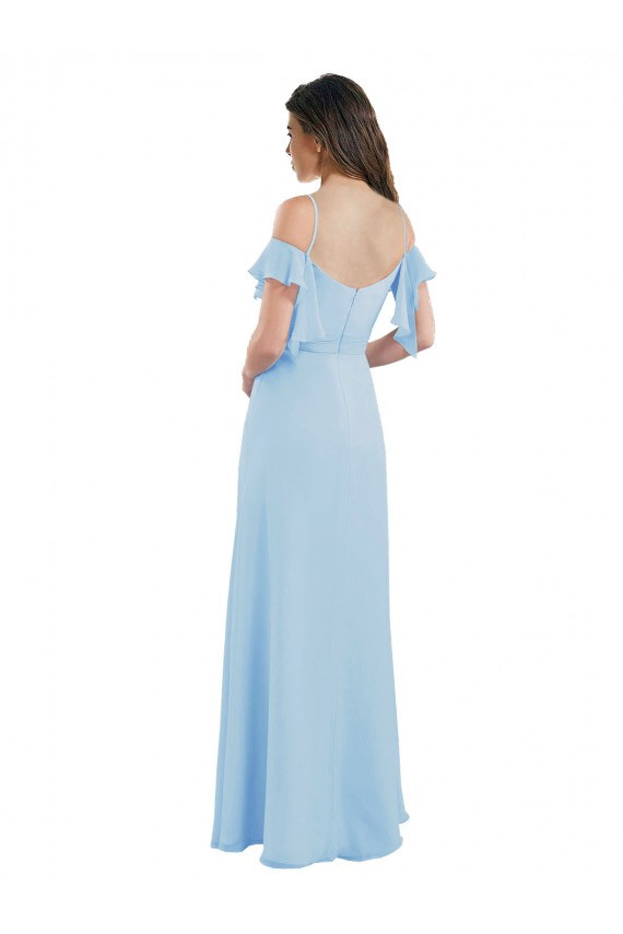 Fábrica de Lombar Chiffon Alças finas Comprimento Chão Ombro Frio Vestidos de Madrinha