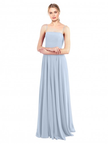 Fábrica de Lombar Chiffon Alças finas Comprimento Chão Sem Mangas Vestidos de Festa / Vestidos de Madrinha