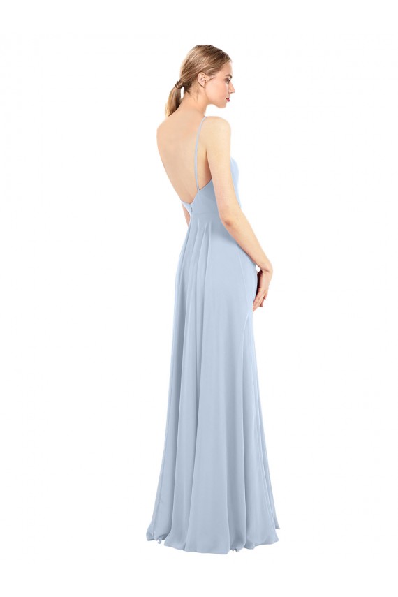 Fábrica de Lombar Chiffon Alças finas Comprimento Chão Sem Mangas Vestidos de Festa / Vestidos de Madrinha