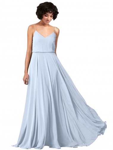 Fábrica de Lombar Chiffon Alças finas Comprimento Chão Sem Mangas Vestido de Festa / Vestido de Madrinha