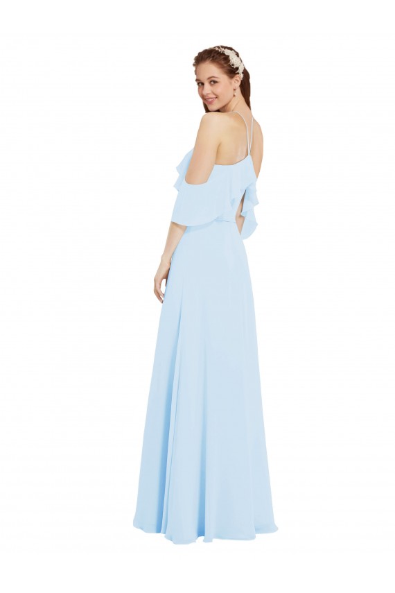 Fábrica de Chiffon Cabeçada Comprimento Chão Ombro Frio Longo Vestidos de Madrinha