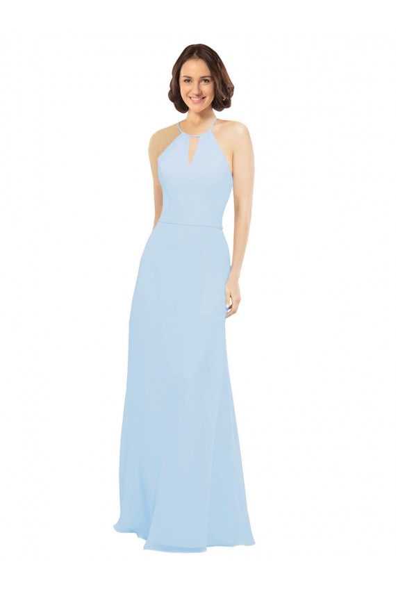 Fábrica de Chiffon Cabeçada Comprimento Chão Sem Mangas Vestido de Madrinha / Vestido de Baile