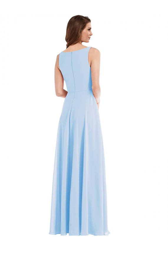 Fábrica de Chiffon Decote V Comprimento Chão Sem Mangas Vestido de Madrinha