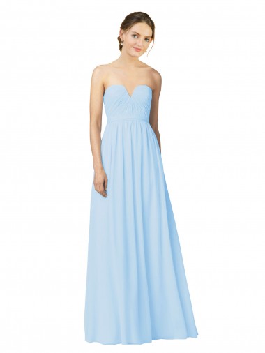 Fábrica de Chiffon Amor Comprimento Chão Sem Mangas Azul Céu Claro Vestidos de Madrinha