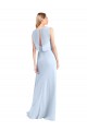 Fábrica de Buraco da fechadura Chiffon Decote V Comprimento Chão Sem Mangas Azul Céu Claro Vestidos de Madrinha