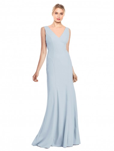 Fábrica de Lombar Crepe Esticado Decote V Comprimento Chão Sem Mangas Vestidos de Madrinha / Vestidos de Festa