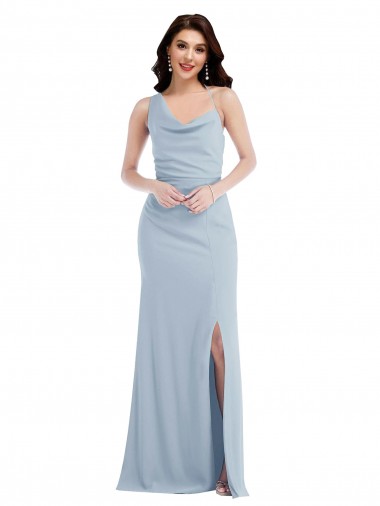 Fábrica de Crepe Esticado Um Ombro Comprimento Chão Sem Mangas Longo Vestidos de Madrinha / Vestidos de Festa