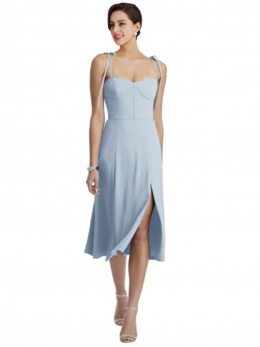 Fábrica de Crepe Esticado Amor Comprimento Midi Sem Mangas Vestidos de Madrinha / Vestidos de Festa / Vestidos de Cocktail / Vestidos de Homecoming
