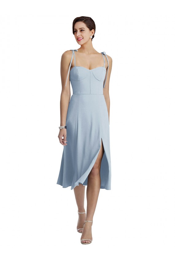 Fábrica de Crepe Esticado Amor Comprimento Midi Sem Mangas Vestidos de Madrinha / Vestidos de Festa / Vestidos de Cocktail / Vestidos de Homecoming