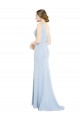 Fábrica de Lombar Chiffon Decote Barco Comprimento Chão Sem Mangas Linha A Vestidos de Madrinha