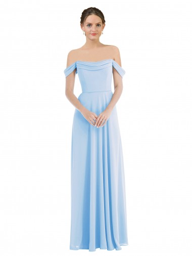 Fábrica de Chiffon Fora do Ombro Comprimento Chão Sem Mangas Vestidos de Madrinha / Vestidos de Noite