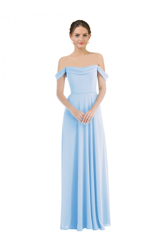 Fábrica de Chiffon Fora do Ombro Comprimento Chão Sem Mangas Vestidos de Madrinha / Vestidos de Noite