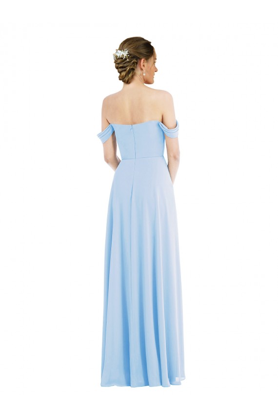 Fábrica de Chiffon Fora do Ombro Comprimento Chão Sem Mangas Vestidos de Madrinha / Vestidos de Noite