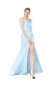 Fábrica de Cetim Elástico Decote Alto Comprimento Chão Sem Mangas Vestidos de Madrinha / Vestidos de Noite / Vestidos de Festa