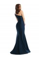 Fábrica de Cetim Sedoso Um Ombro Comprimento Chão Sem Mangas Azul Céu Claro Vestidos de Madrinha / Vestidos de Noite / Vestidos de Festa
