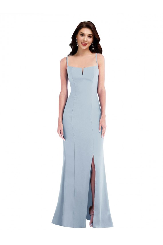 Fábrica de Crepe Esticado Alças finas Comprimento Chão Sem Mangas Longo Vestidos de Madrinha / Vestidos de Noite / Vestidos de Festa
