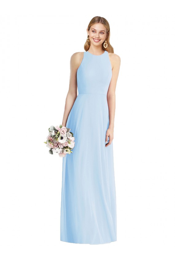 Fábrica de Chiffon Cabeçada Comprimento Chão Sem Mangas Trombeta Longo Vestidos de Madrinha