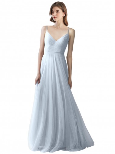 Fábrica de Tule Alças finas Comprimento Chão Sem Mangas Vestidos de Festa / Vestidos de Madrinha