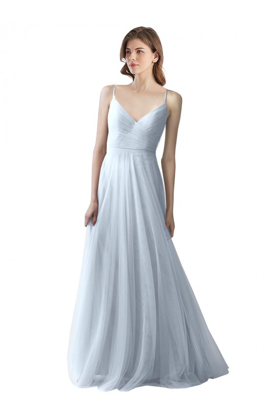 Fábrica de Tule Alças finas Comprimento Chão Sem Mangas Vestidos de Festa / Vestidos de Madrinha