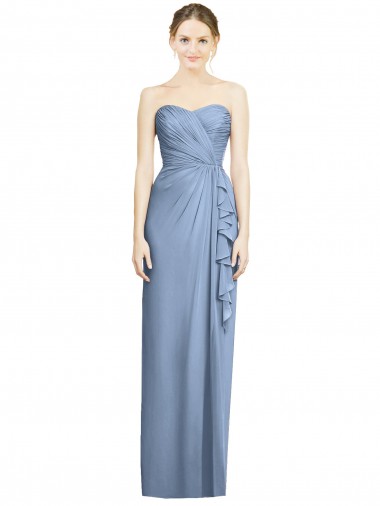 Fábrica de Chiffon Amor Comprimento Chão Sem Mangas Azul Empoeirado Longo Vestidos de Madrinha