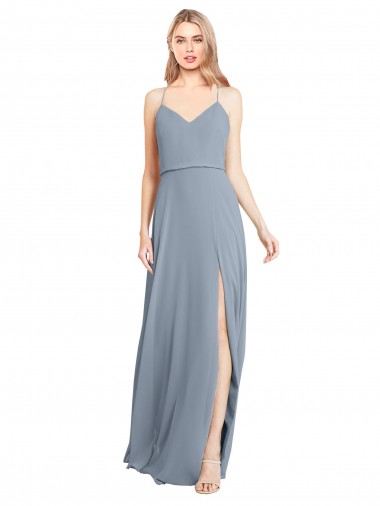 Fábrica de Abrir de volta Chiffon Fora do Ombro Comprimento Chão Sem Mangas Vestidos de Festa
