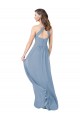 Fábrica de Buraco da fechadura Chiffon Cabeçada Comprimento Chão Sem Mangas Azul Empoeirado Vestidos de Madrinha