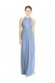 Fábrica de Chiffon Cabeçada Comprimento Chão Sem Mangas Vestido de Madrinha / Vestido Formais