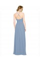 Fábrica de Criss Cruz Chiffon Cabeçada Comprimento Chão Sem Mangas Azul Empoeirado Vestidos de Madrinha