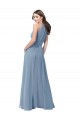 Fábrica de Chiffon Cabeçada Comprimento Chão Sem Mangas Azul Empoeirado Vestidos de Madrinha
