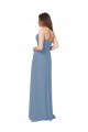 Fábrica de Lombar Chiffon Amor Comprimento Chão Sem Mangas Azul Empoeirado Vestidos de Madrinha