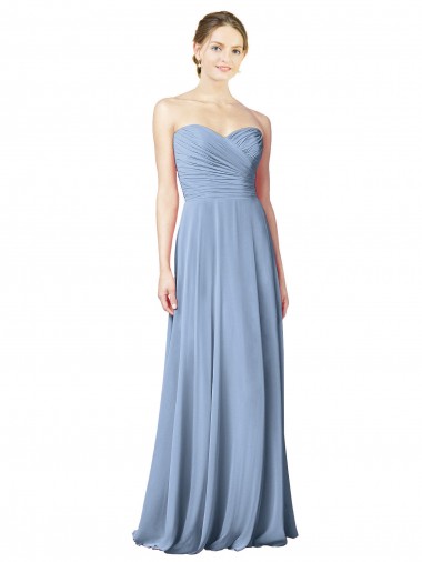 Fábrica de Lombar Chiffon Amor Comprimento Chão Sem Mangas Vestido de Festa / Vestidos de Noiva